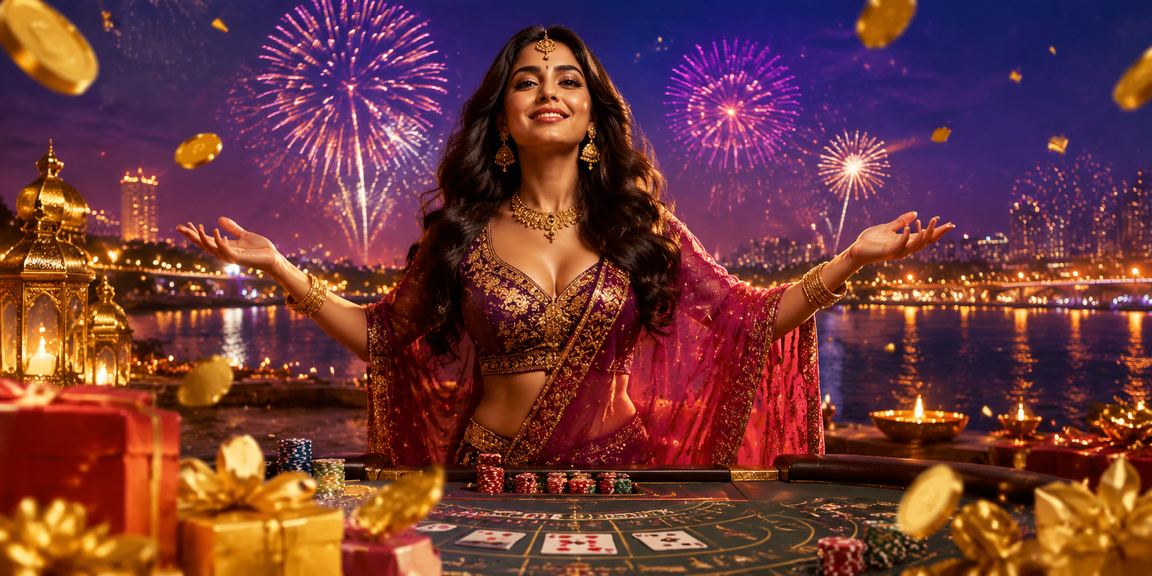 Night market in India with vibrant casino and entertainment lighting