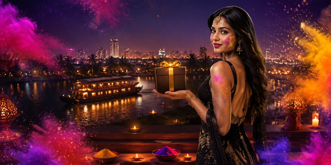 Celebration at Kerala backwaters with cricket and teen patti themes
