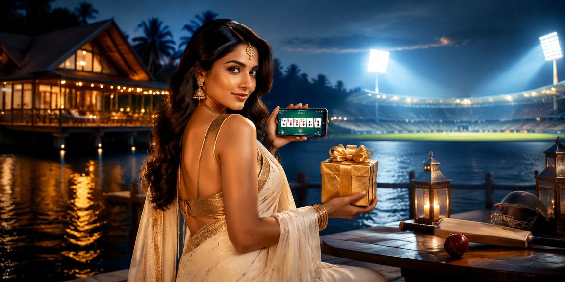 Woman holding lottery tickets in vibrant saree, Kerala